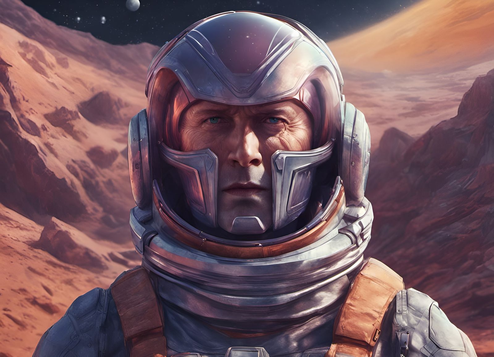 Magneto in Spacesuit on Lunar Landscape