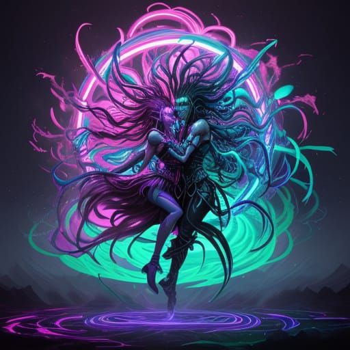 Cyberpunk Fantasy Shifter Unfolds in Vibrant Neon
