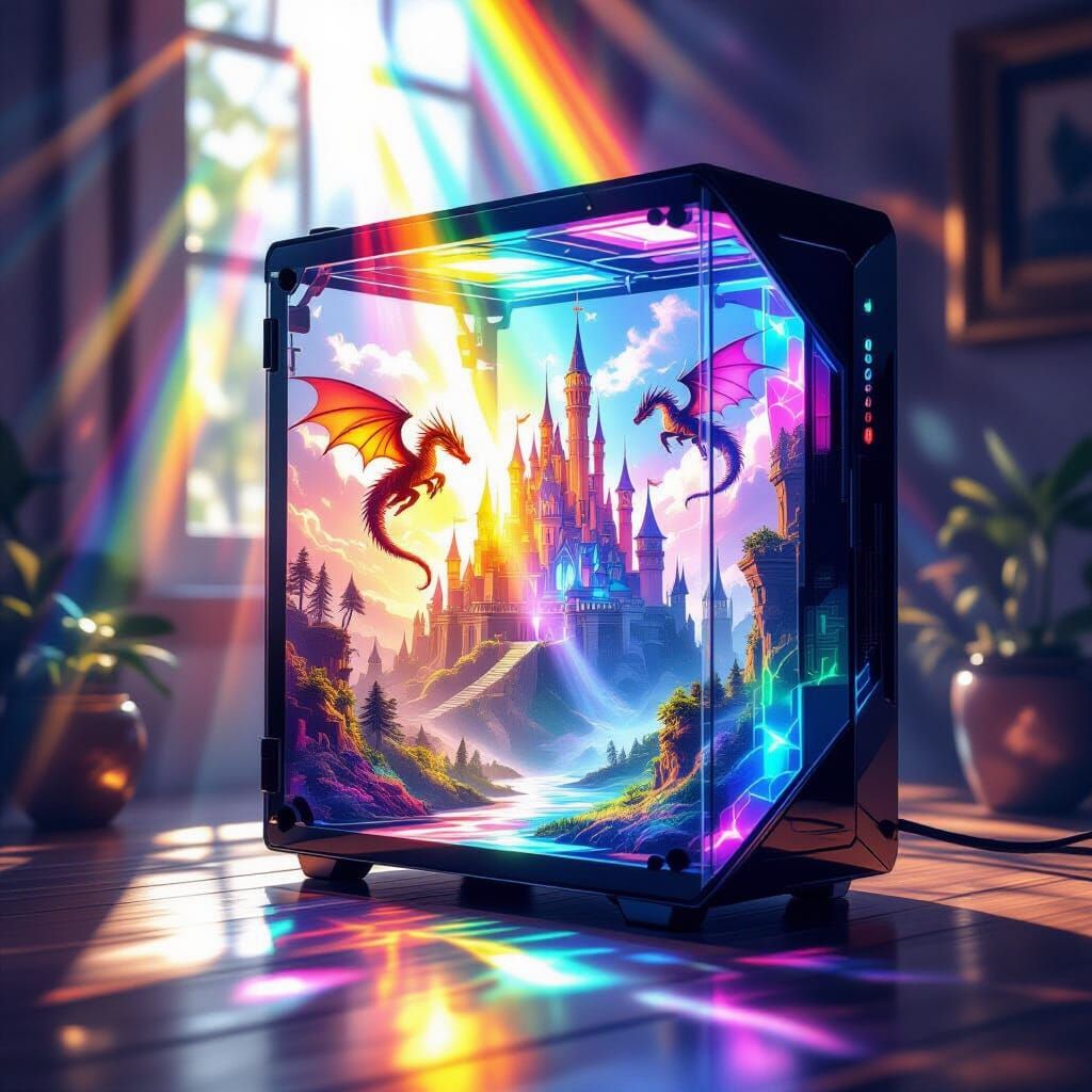 Rainbow Gaming PC Projecting Fantasy Kingdom