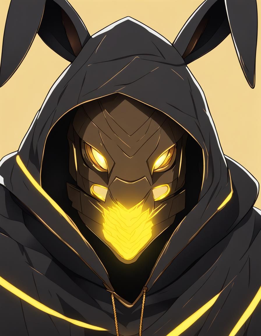 Athletic Anthro Bunny with Glowing Eyes and Mask