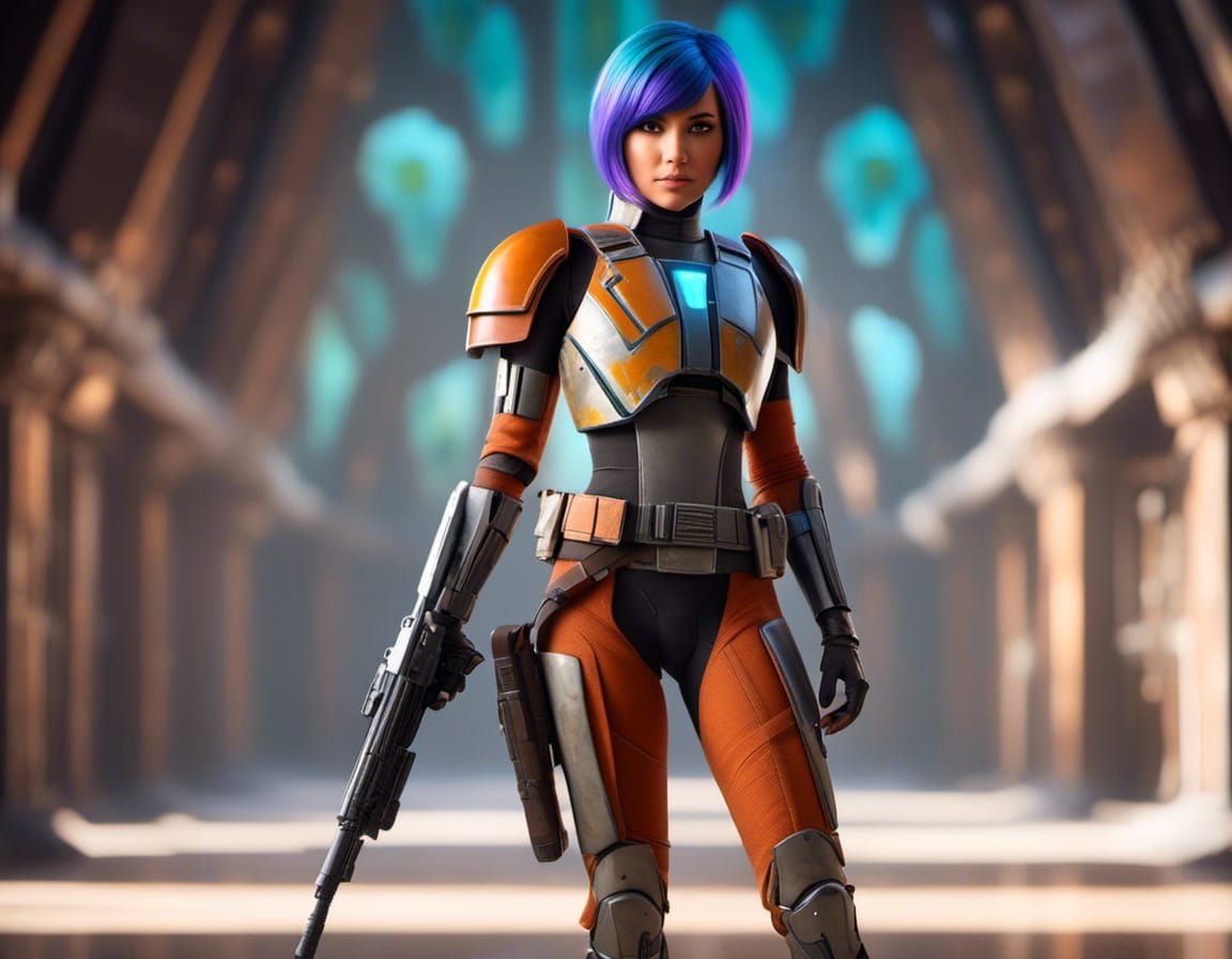 Sabine Wren Portrait in Disney Animated CGI Style