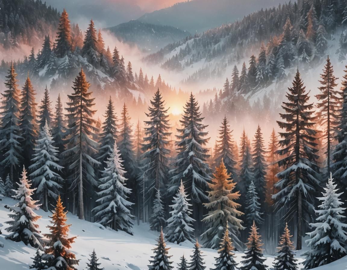 Winter Landscape: Double Exposure Digital Matte Painting