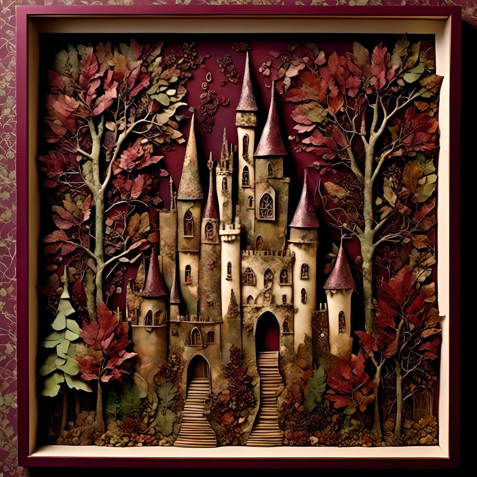 Whimsical Fantasy Castle Shadowbox Collage