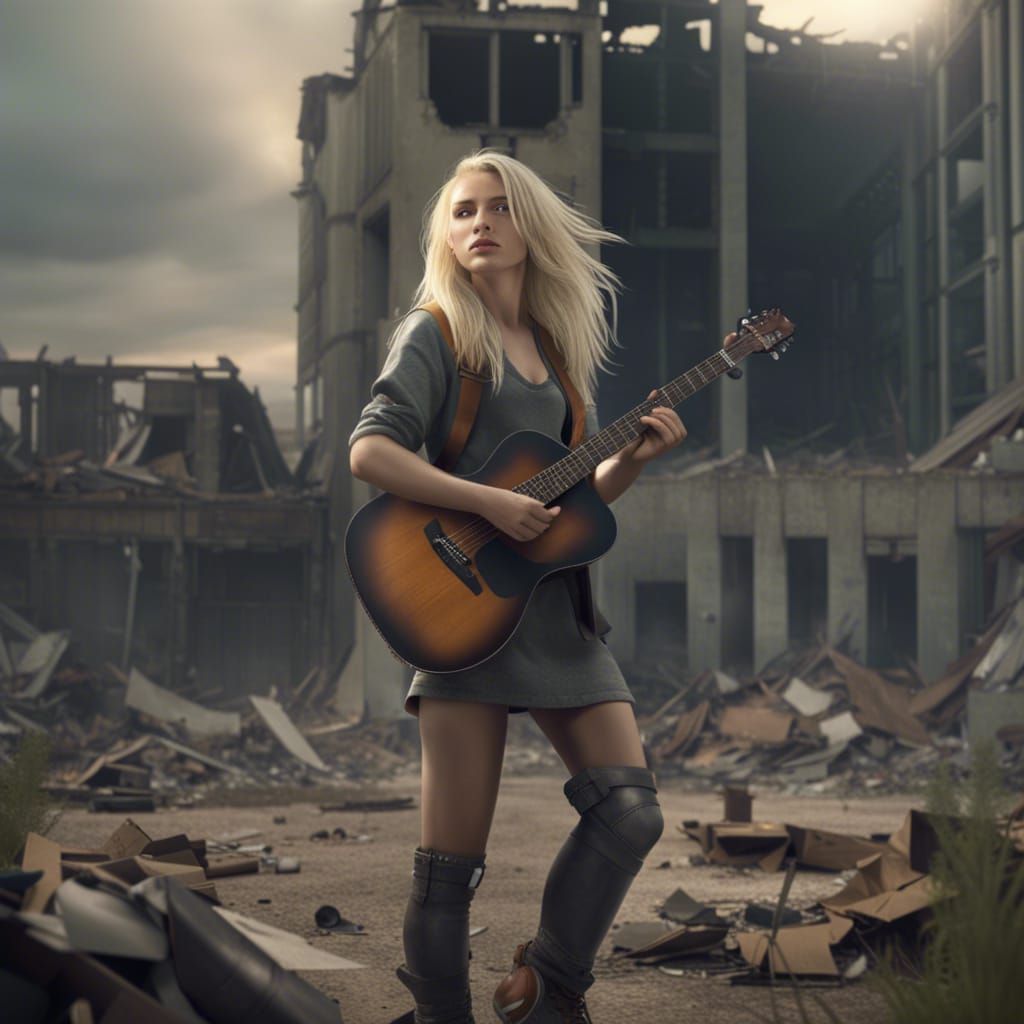 Apocalyptic Survivor: Girl Singing With Guitar