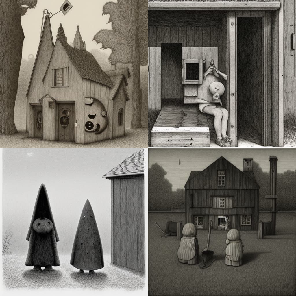 Monsters Carry a Child: Pen and Ink Sketch