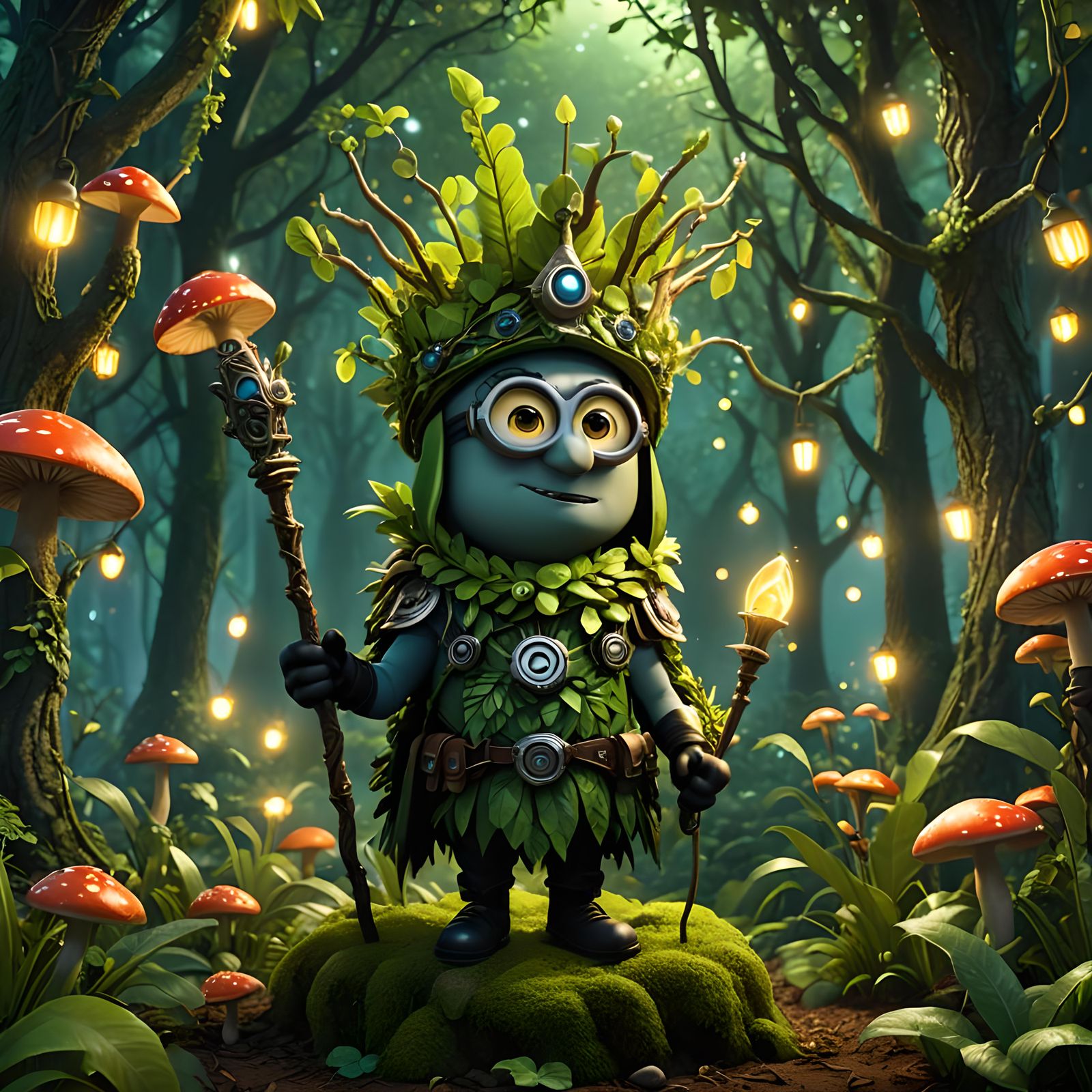 Minion as Enchanted Forest Guardian in 3D