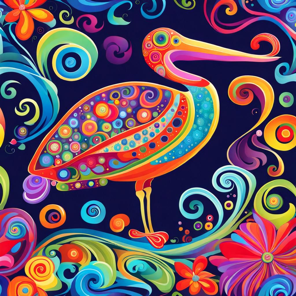 Fun with AI - Abstract Colorful Pelican