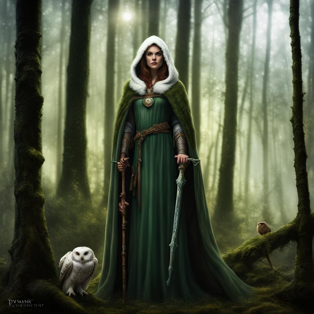 Warrior Princess in Snowy Forest: Ethereal Fantasy Art