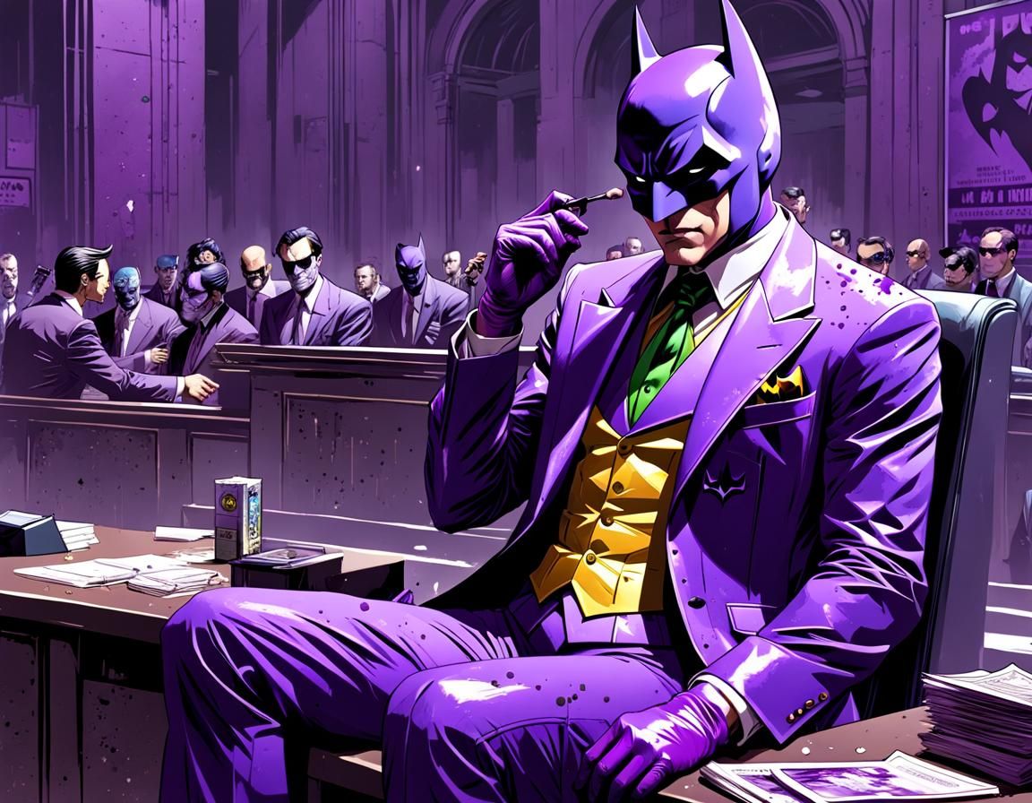 Batman with Joker Suit in Purple Speedpaint Style