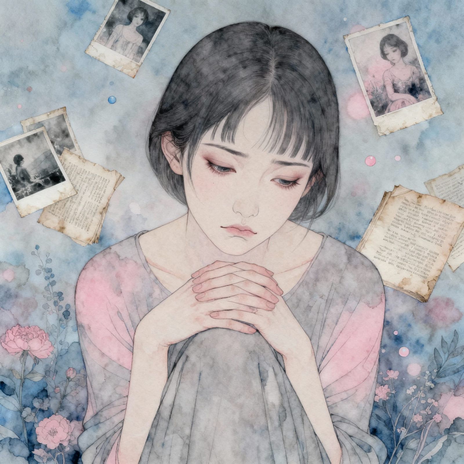 Woman Lost in Thought Amidst Nostalgia