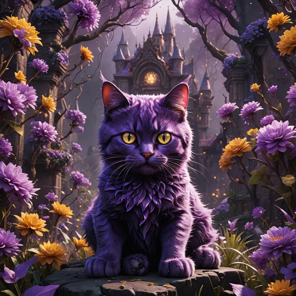 Fantastical Purple Cat Matte Painting