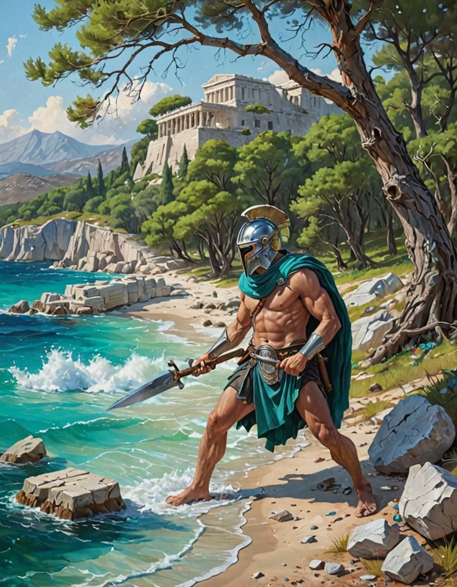 Wasteland Scavenger in Ancient Greece Oil Painting
