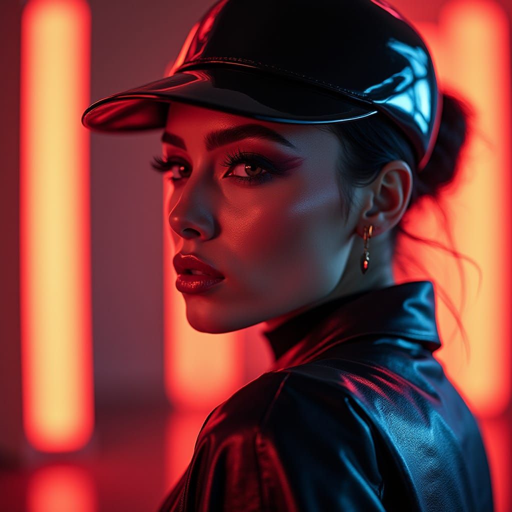 Glamorous Model in Cutting-Edge Fashion, Splash Art Style