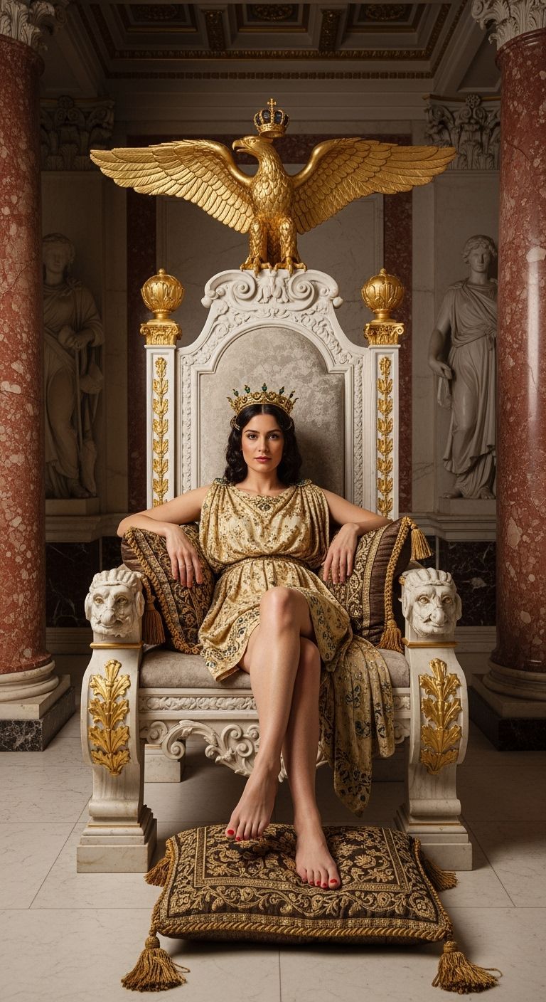 Empress Messalina on Lavish Throne in Gold Room