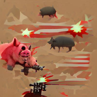 Dystopian War Pigs in Cyberpunk Style