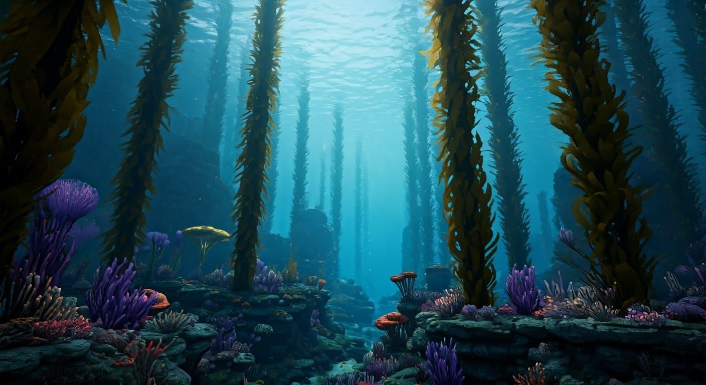 Underwater Kelp Forest in 3D Game Cinematic Style