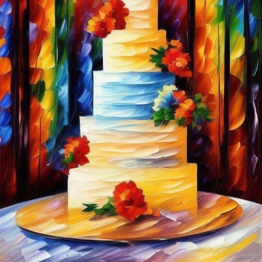 wedding cake in style of Leonid Afremov