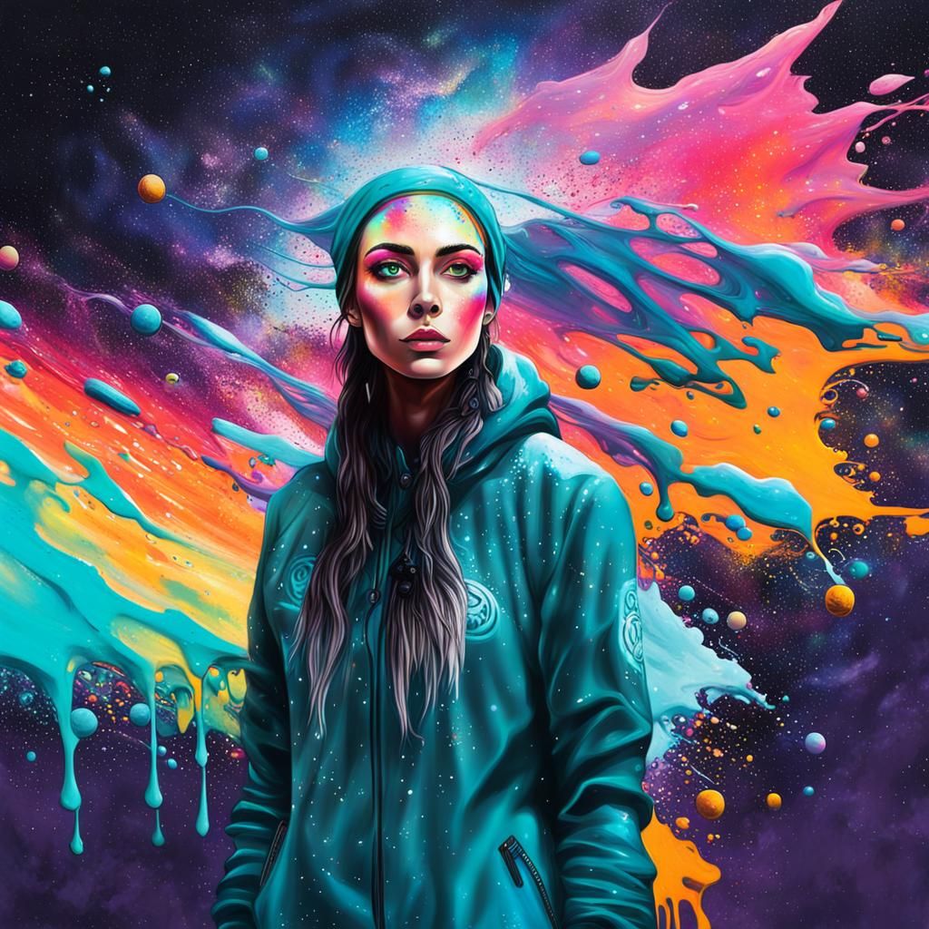 Elf Girl Blending Into Space: Graffiti Art