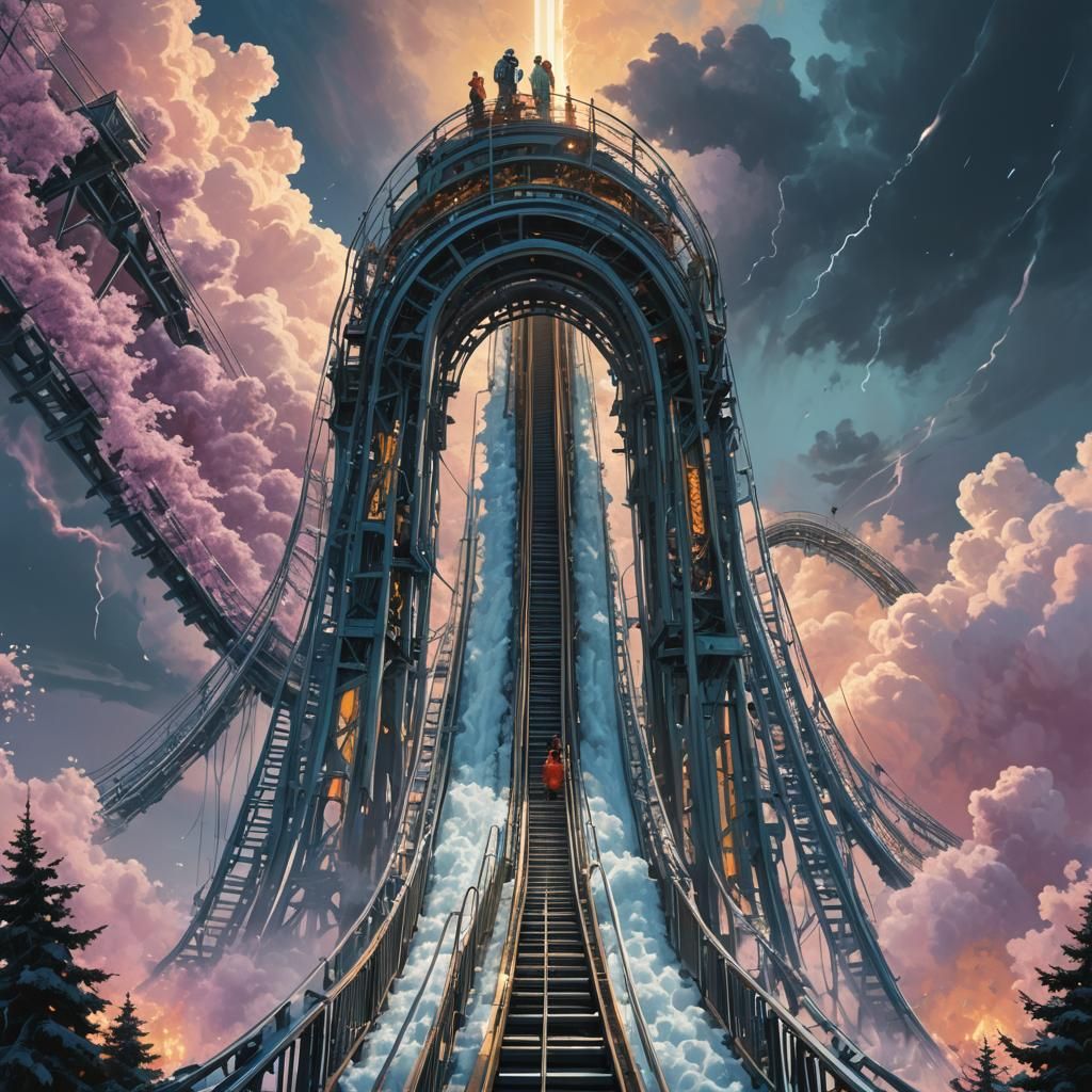 Heavenly Rollercoaster Ascends to Pearly Gates
