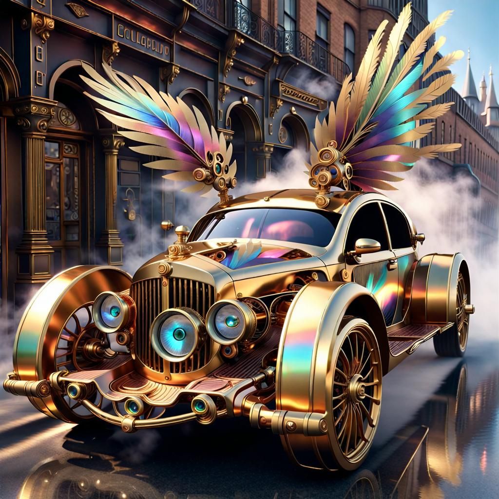 Metallic Steampunk Golden Car