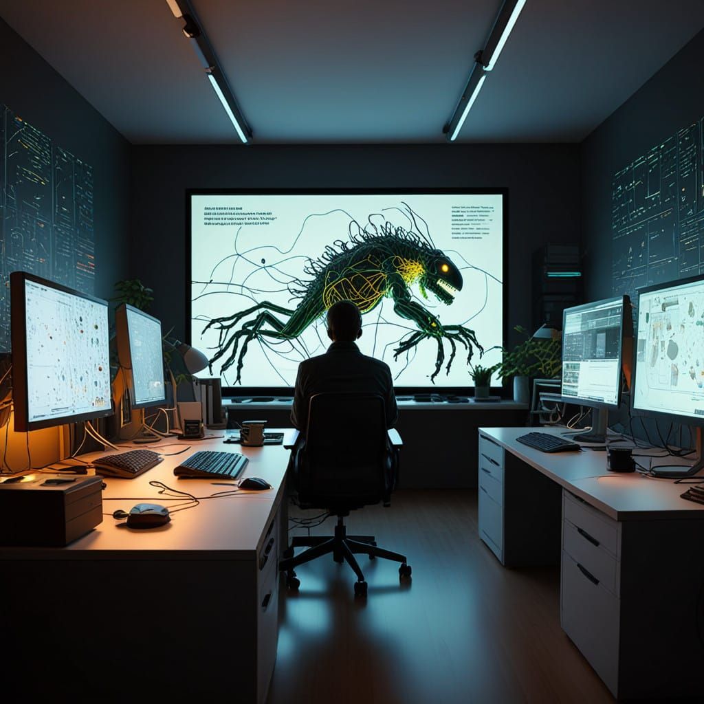 Cyberpunk Copywriter Harnesses AI Power