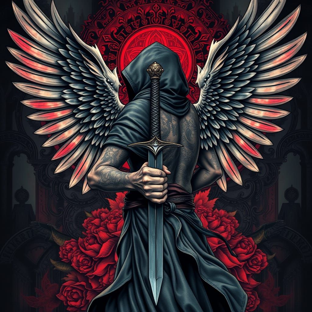 Epic Angel Tattoo in Hyperrealistic Style