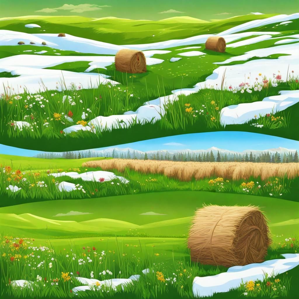 Four Seasons Meadow: Hyperrealistic Digital Art