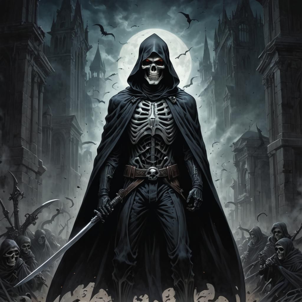 The Grim Reaper in Comic Book Art Style