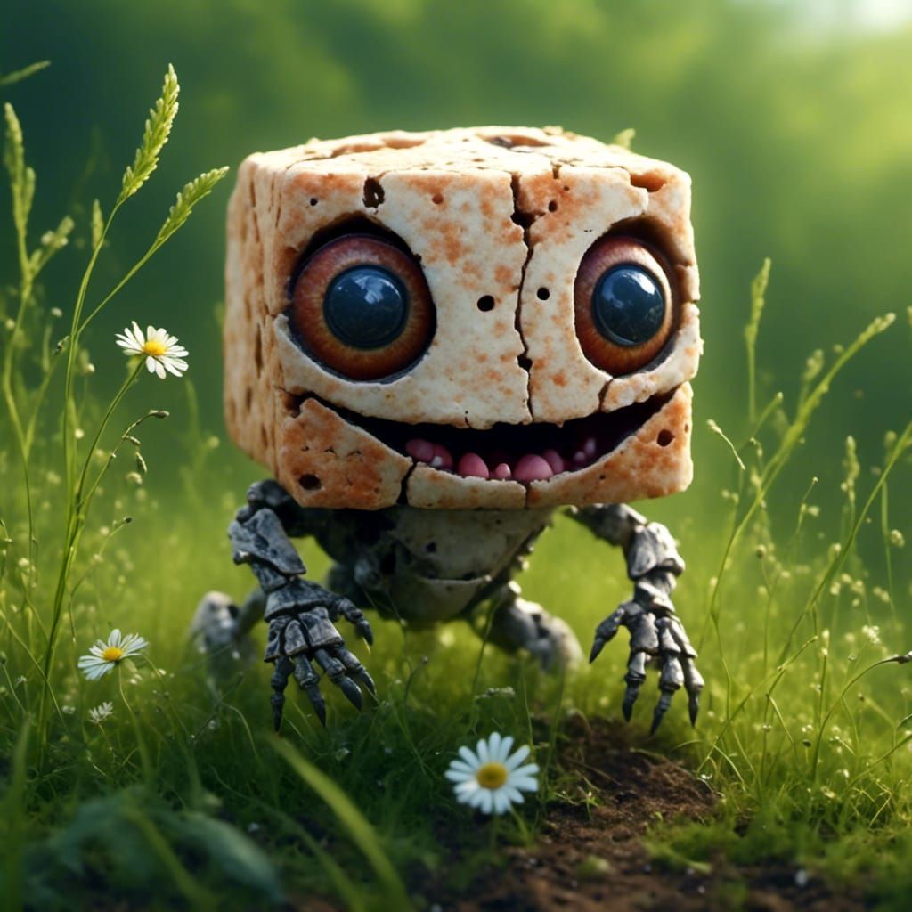 Cute Sugar Cube Creature in Sunny Field