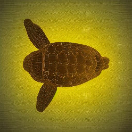 Cyberpunk Gold Turtle Abstract Vector Fractal