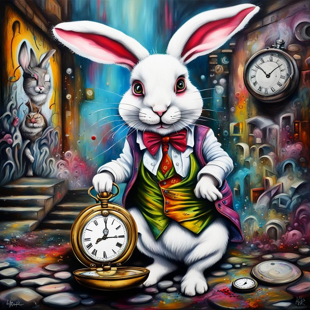 White Rabbit in Fairy Graffiti Wonderland