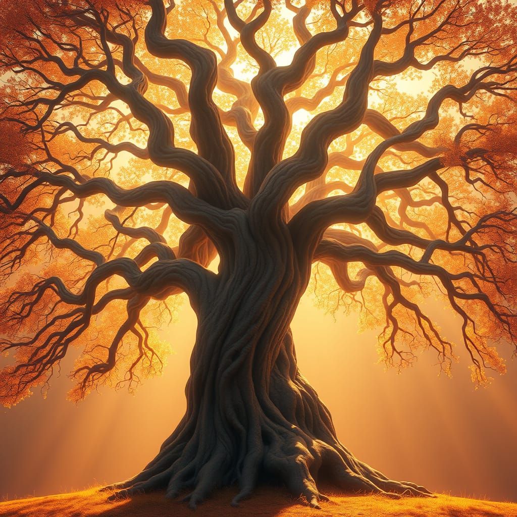 Ancient Tree of Life in Vibrant, Ethereal Light