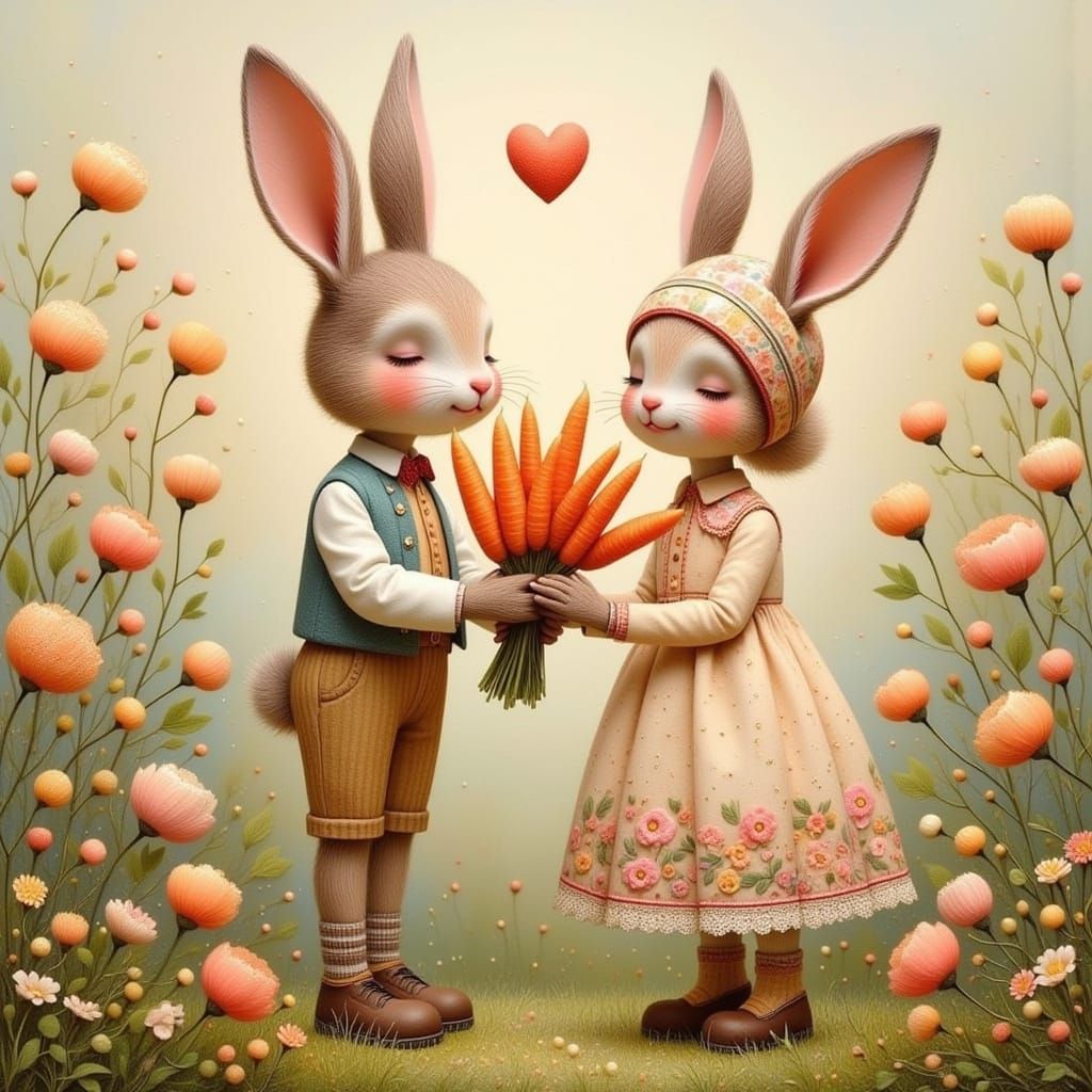 Charming Bunnies in a Whimsical Garden