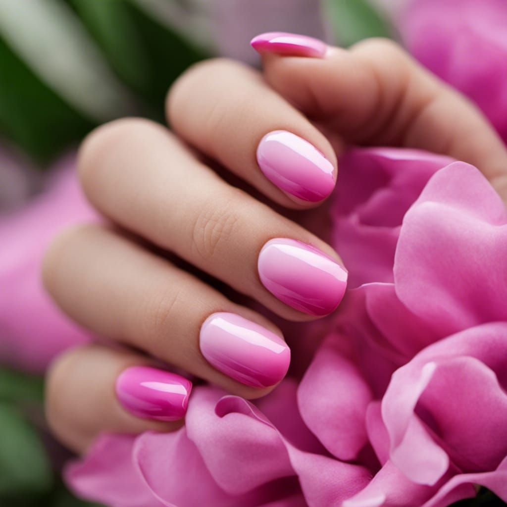 Pink Ombre Manicure on Beautiful Hands