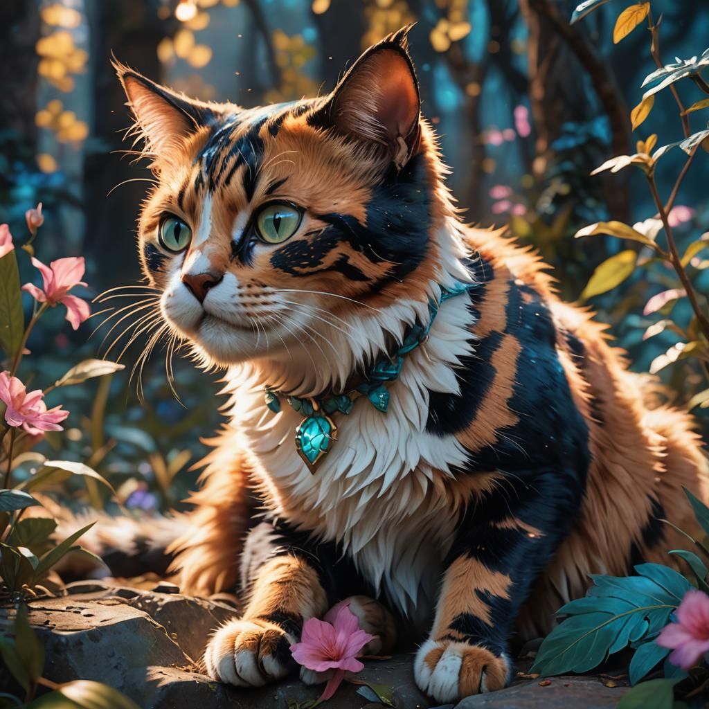 Calico Cat Bites Nava: Fantasy Art