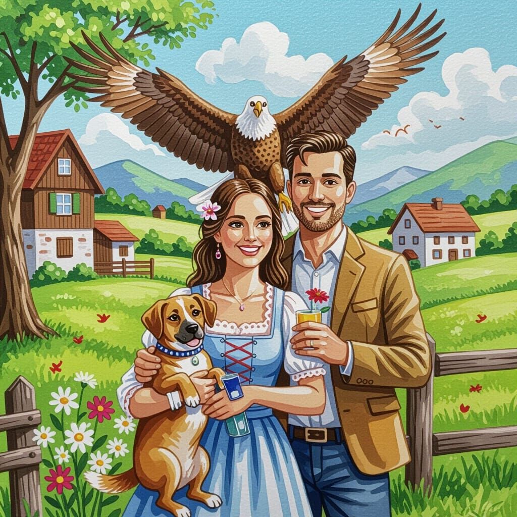 Detailed Gouache Painting of Red Focus