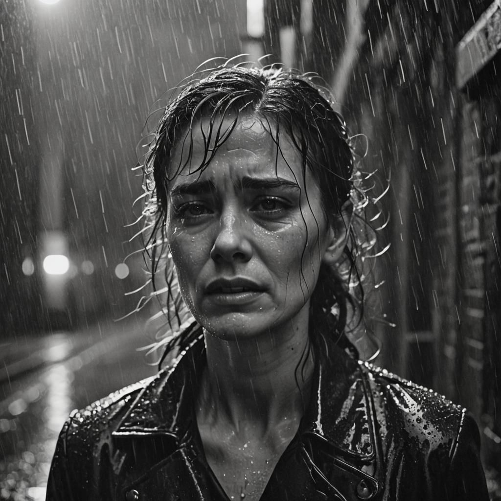 Dramatic Monochrome Portrait of Sorrow