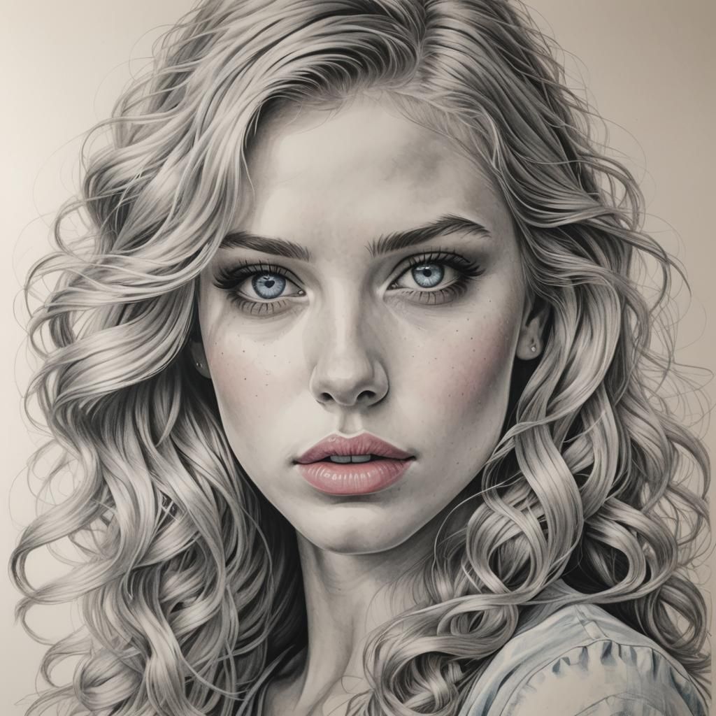 Hyperdetailed Charcoal Drawing of a Woman