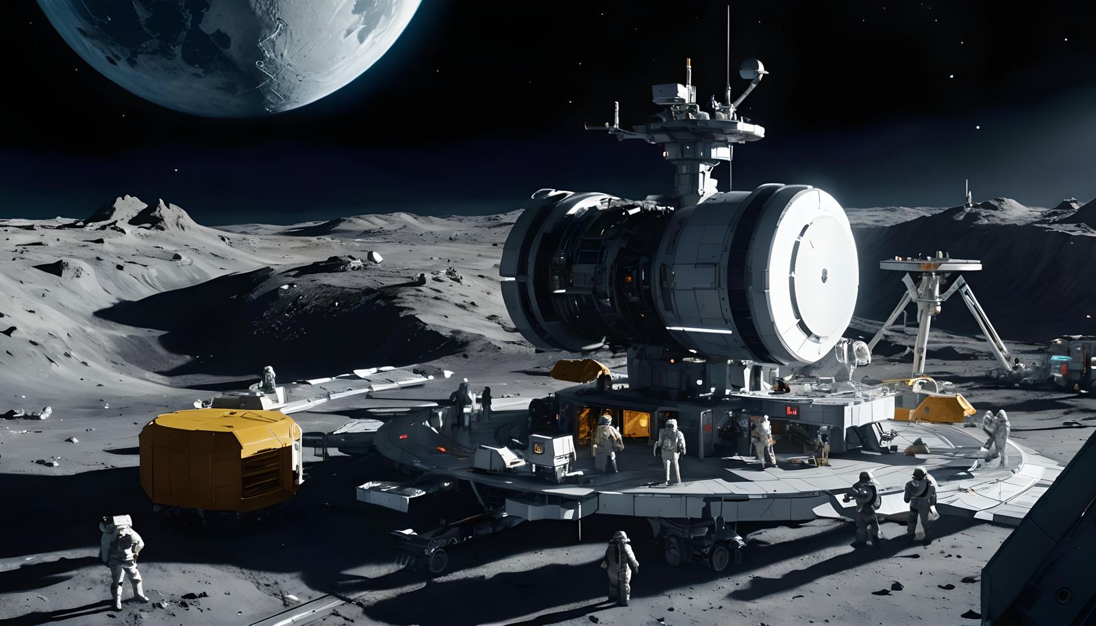 Bustling Lunar Base Space Station