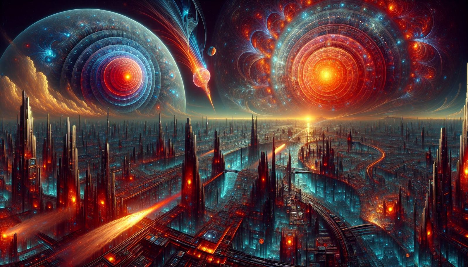 background and lighting to show multiple giant detailed suns...