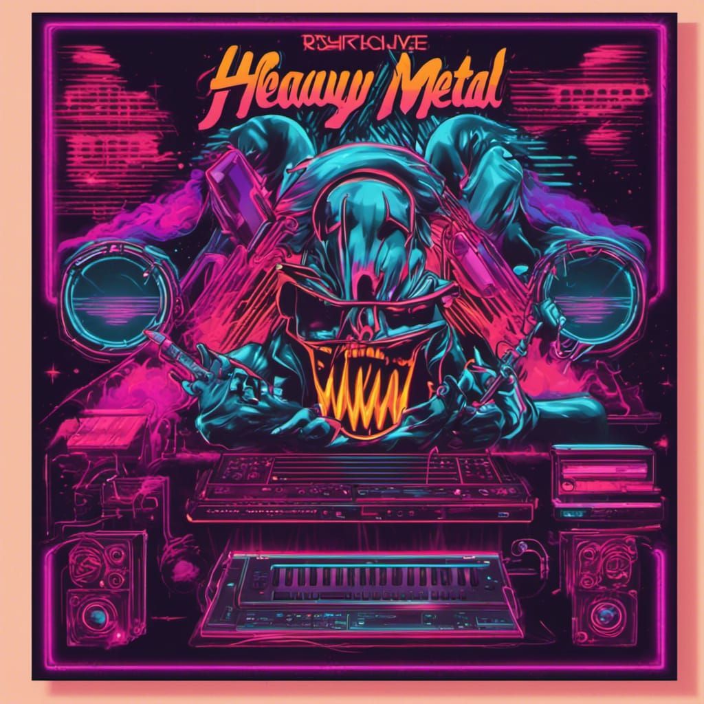 70s Heavy Metal Concert Banner in Synthwave Neon