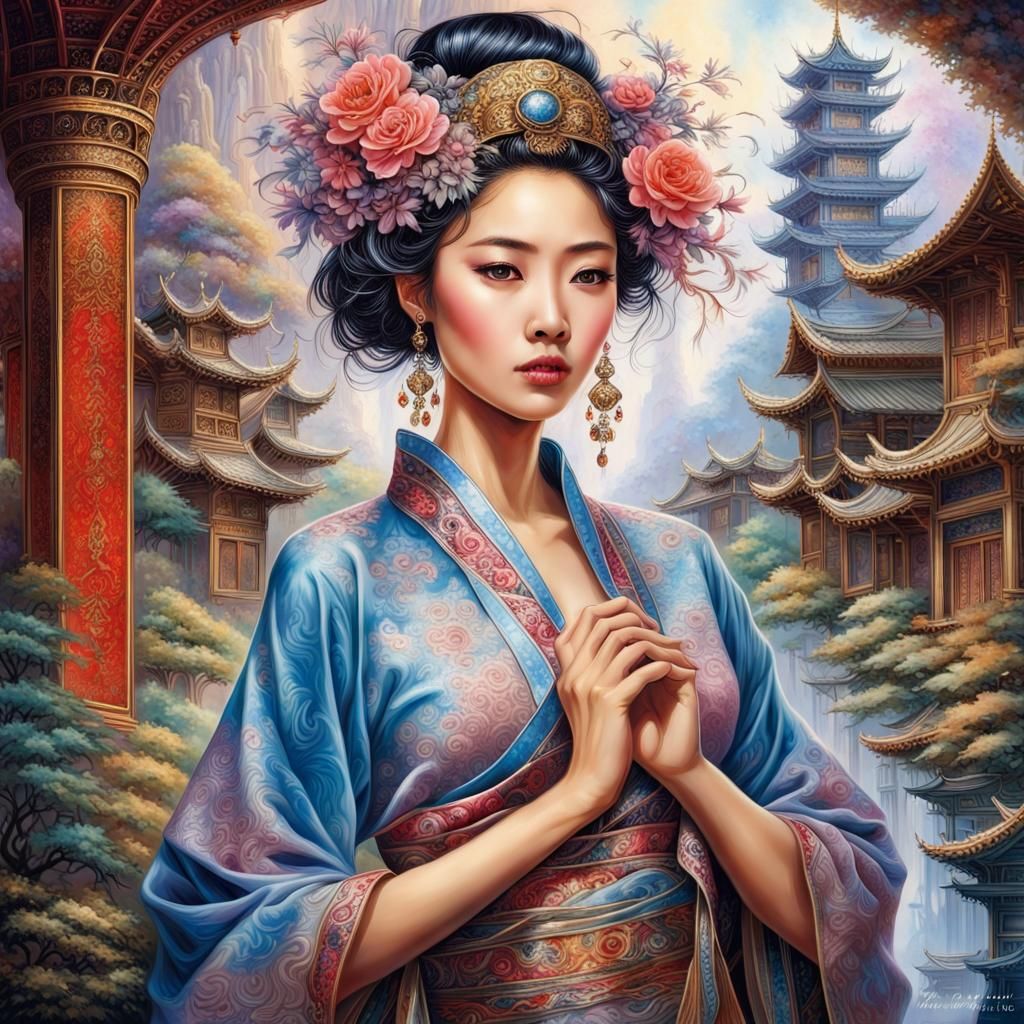 Beautiful Asian Woman in Fashionable Design Clothes