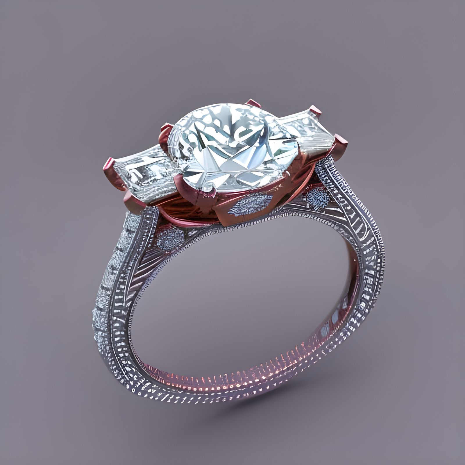 Hyperrealistic Diamond Engagement Ring in High Resolution
