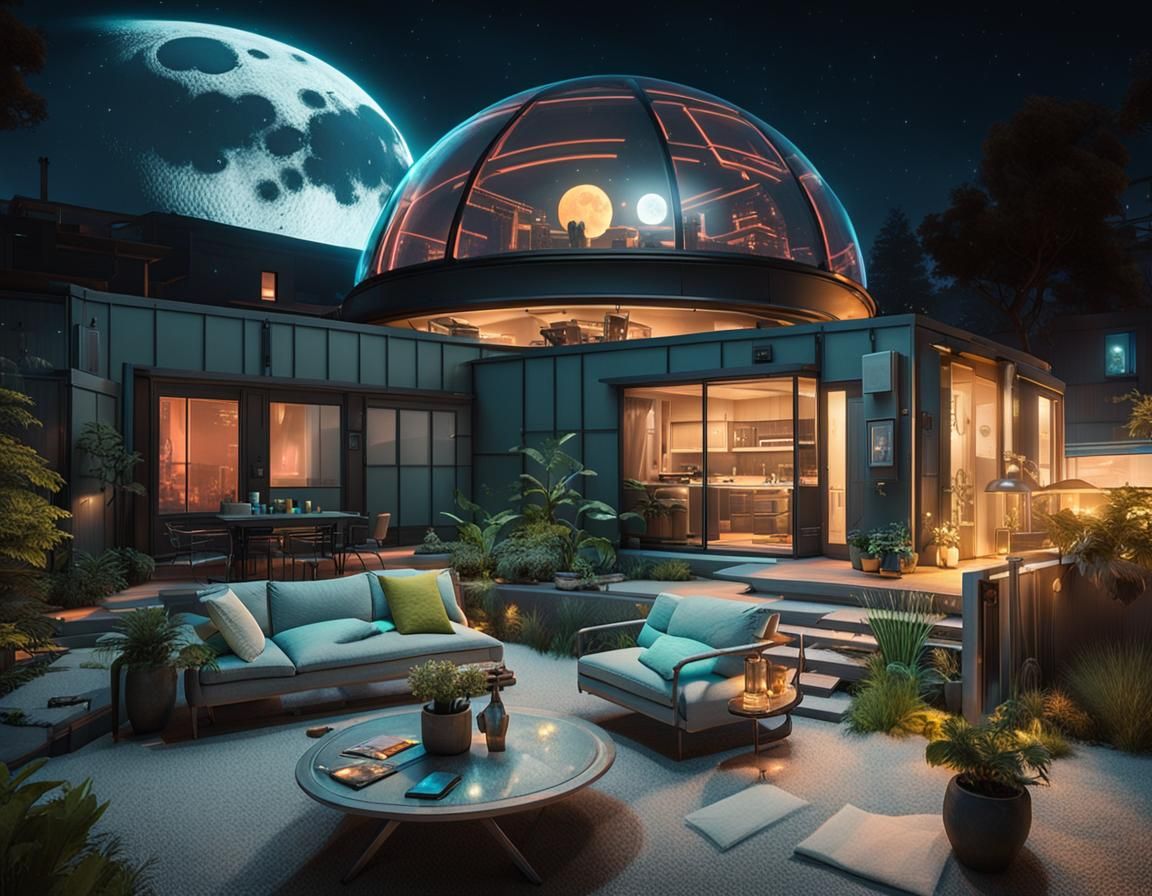 Cyberpunk Moon Condo with Dome View