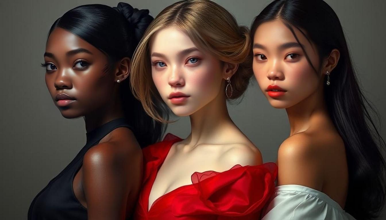 Three Girls Dancing: Hyperdetailed Artgerm-Style Portrait