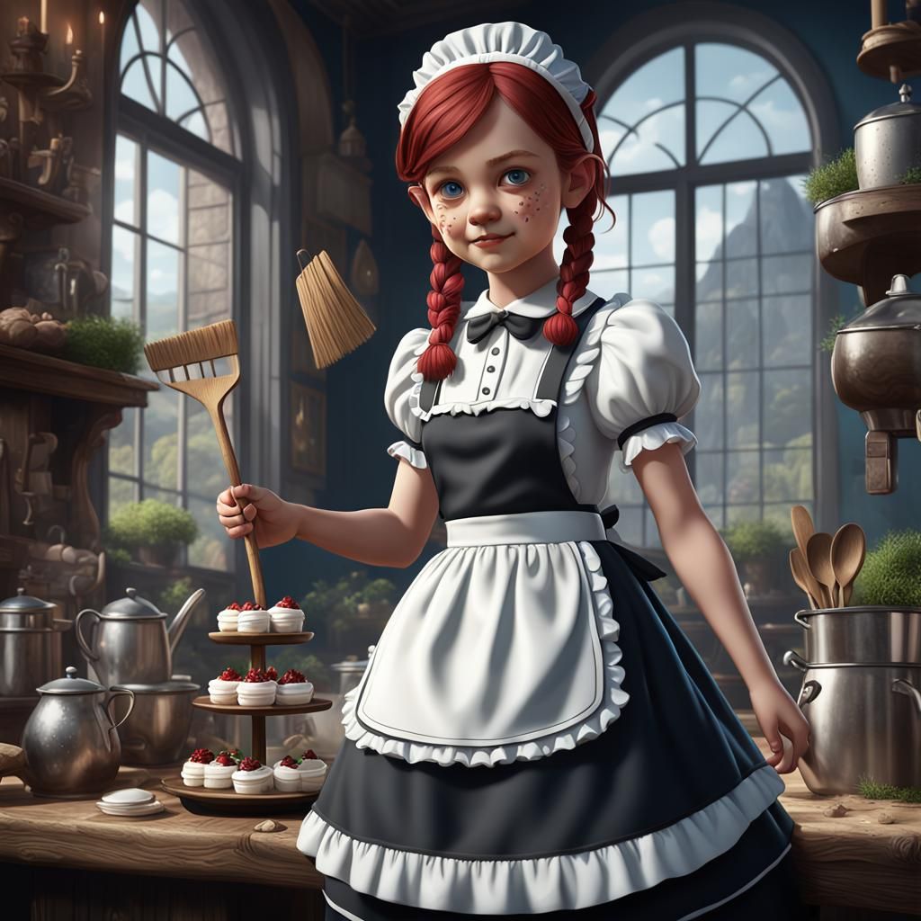 Gnome French Maid in Detailed Matte Painting