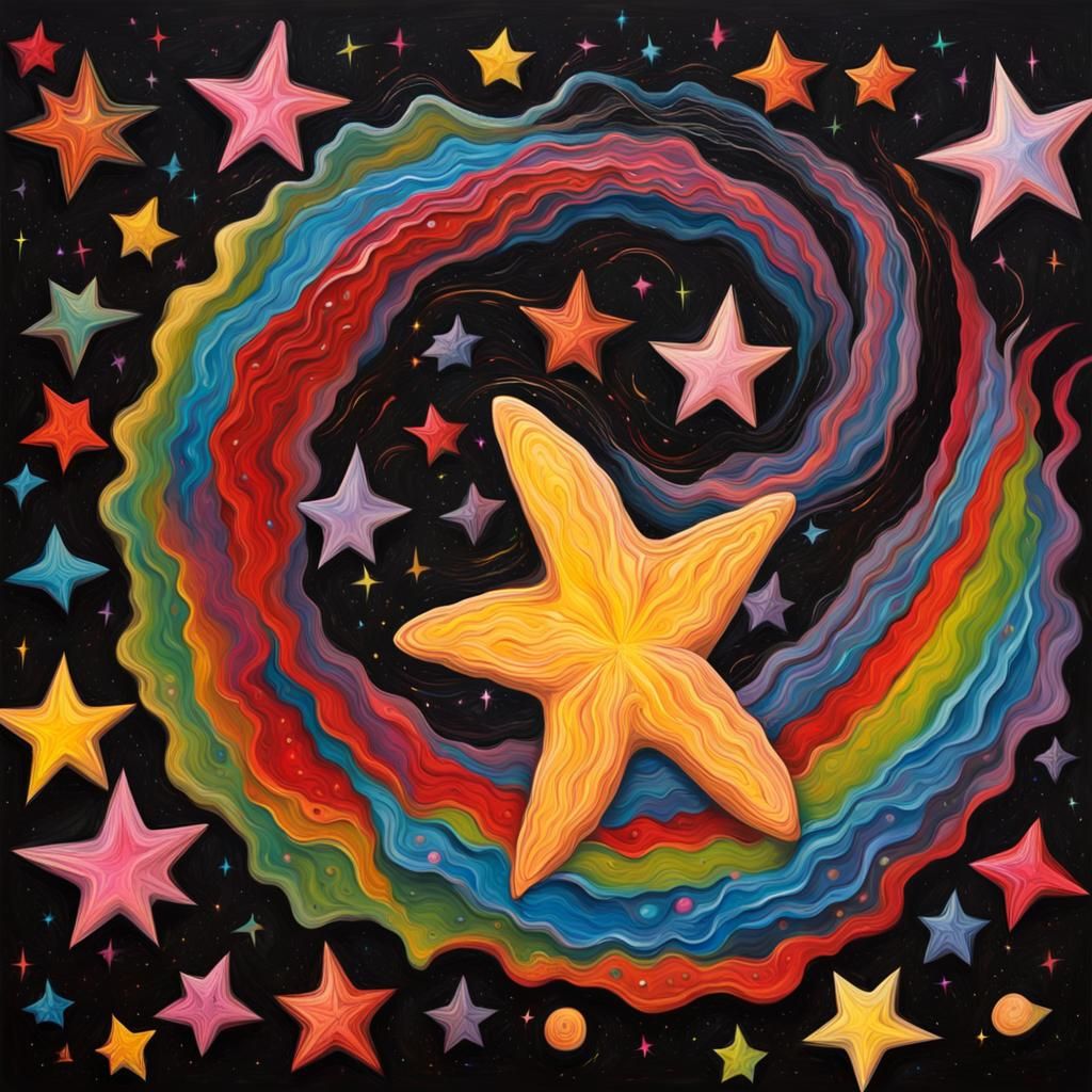 Electromagnetic Star in Impasto Oil Paint Style
