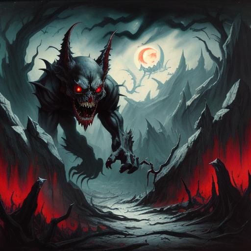 Terrifying Shadow Vampire in 1800s Oil Painting Style