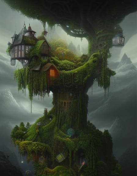 Treecastle in a Bottle: Maximalist Ink Painting