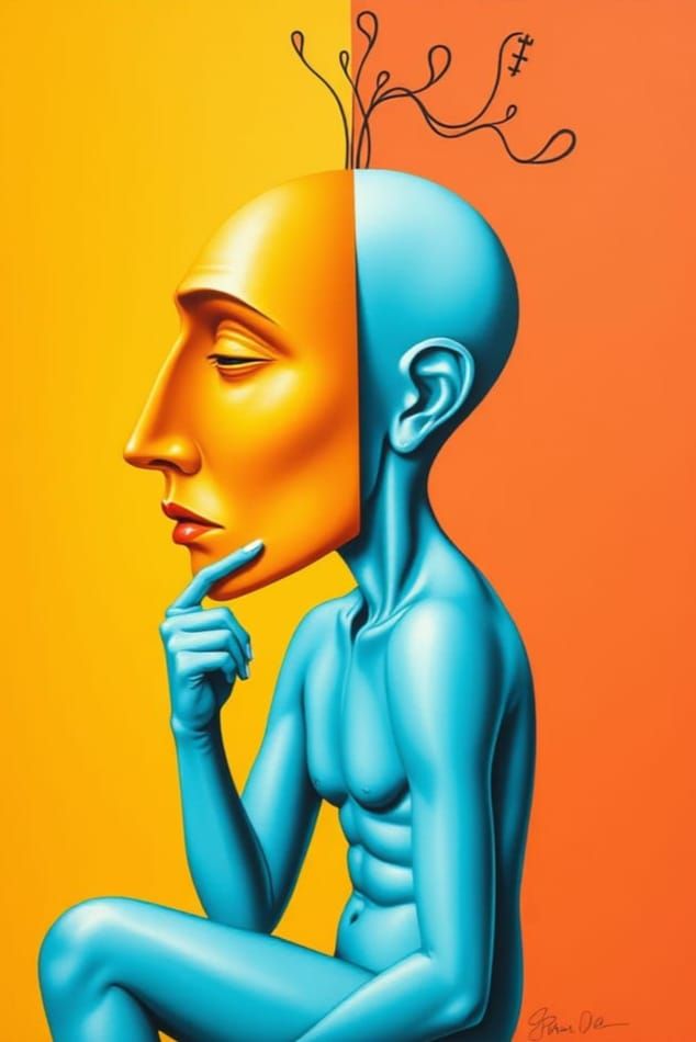 Surreal Duality Portrait in Street Art Style